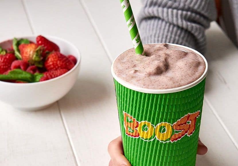 Close up of a boost juice.